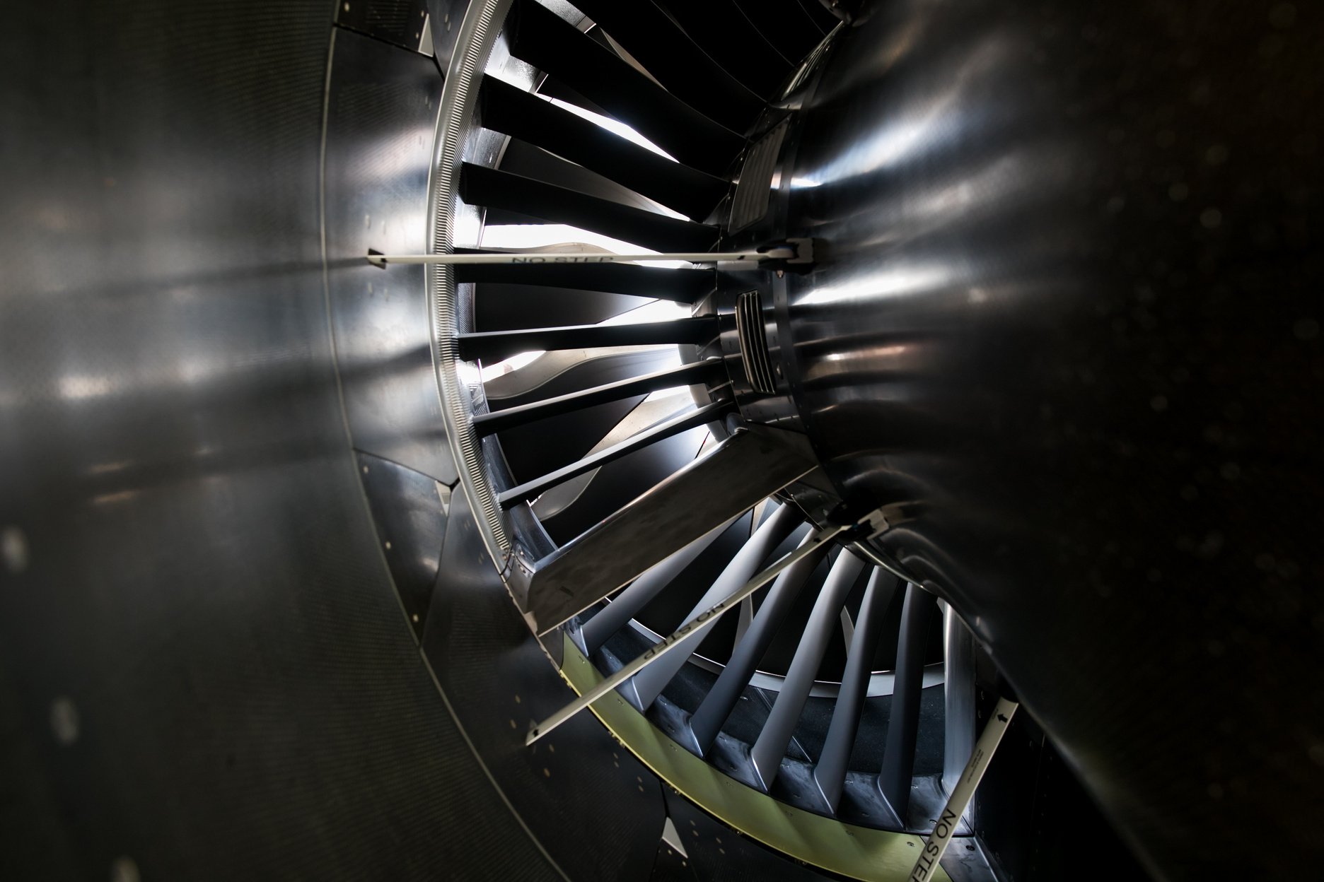 Airplane engine. Aircraft engine blades.